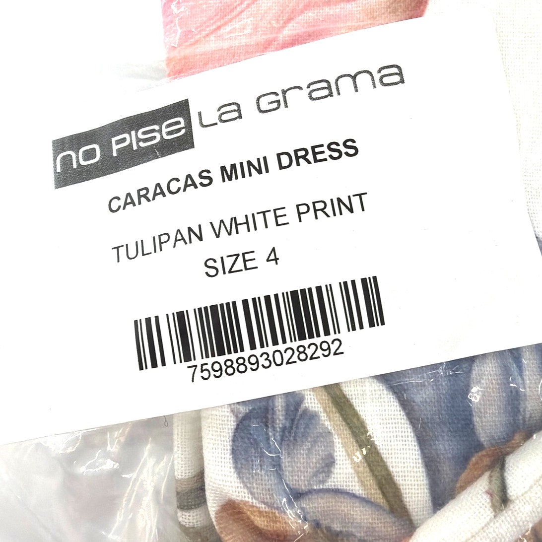 No Pise La Grama Women's White Tulipan Print Caracas Mini Dress Size 4 — image 3 of 8